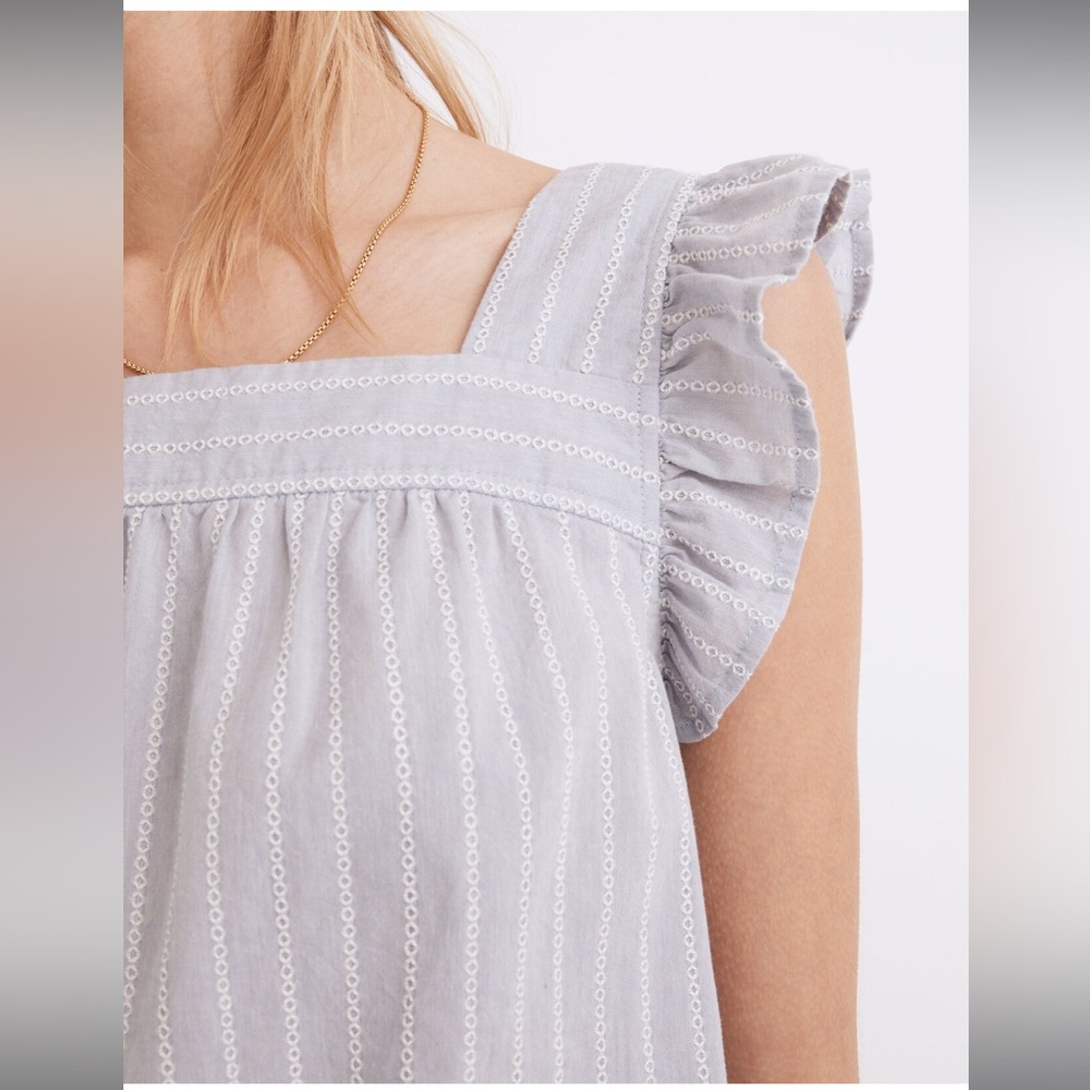🦋 Madewell Striped Flutter-Sleeve Cross-Back Top 🦋